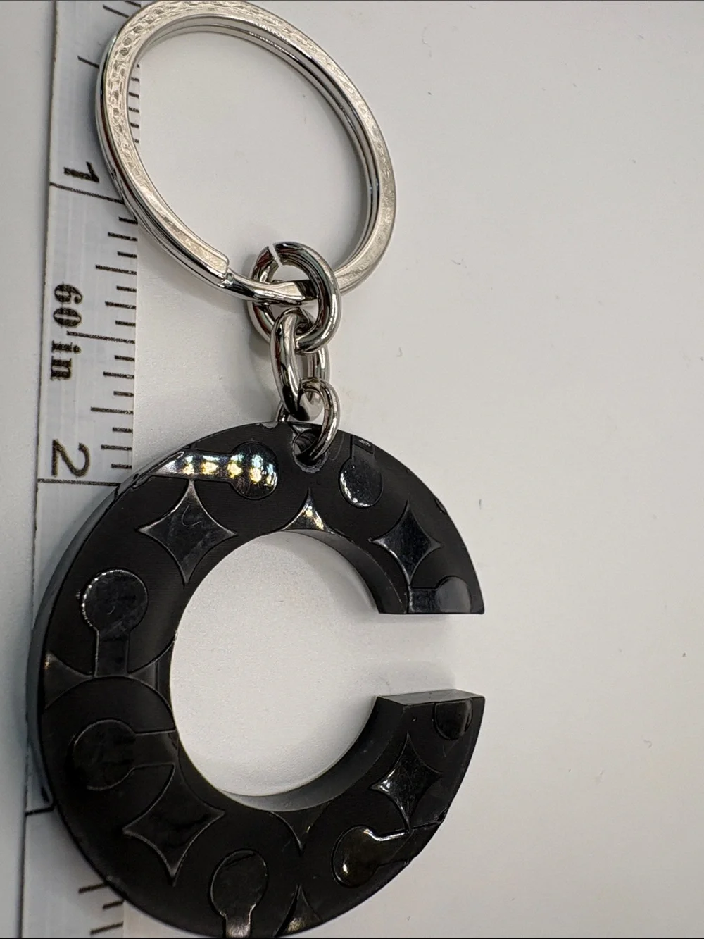 Coach Acrylic Black 'C' Logo Keyring Keychain